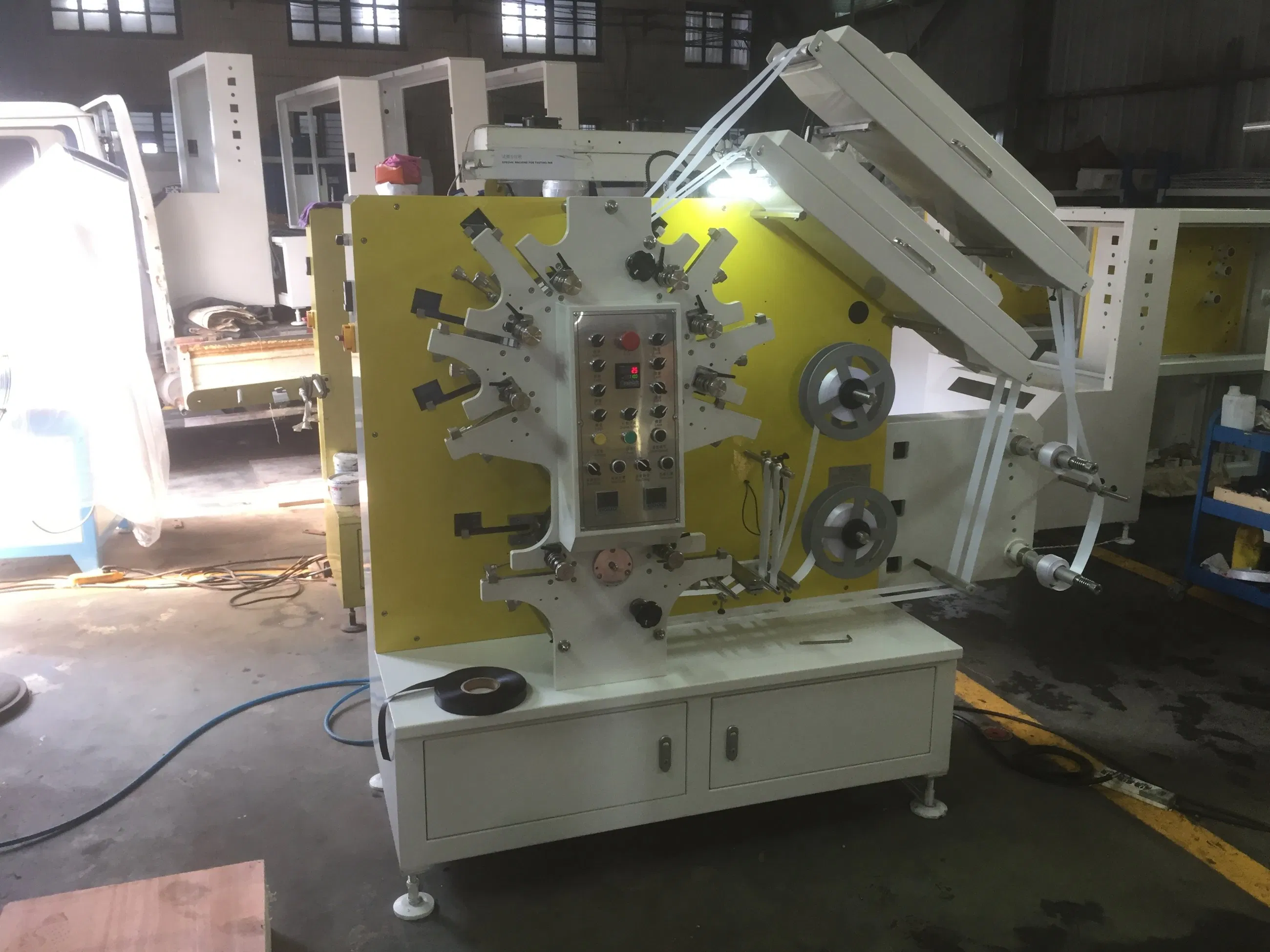(JR- 1221 ) 3 Colors Flexo Label Printing Machine / Roll to Roll Garments Washing Care Labels Printer Made in China