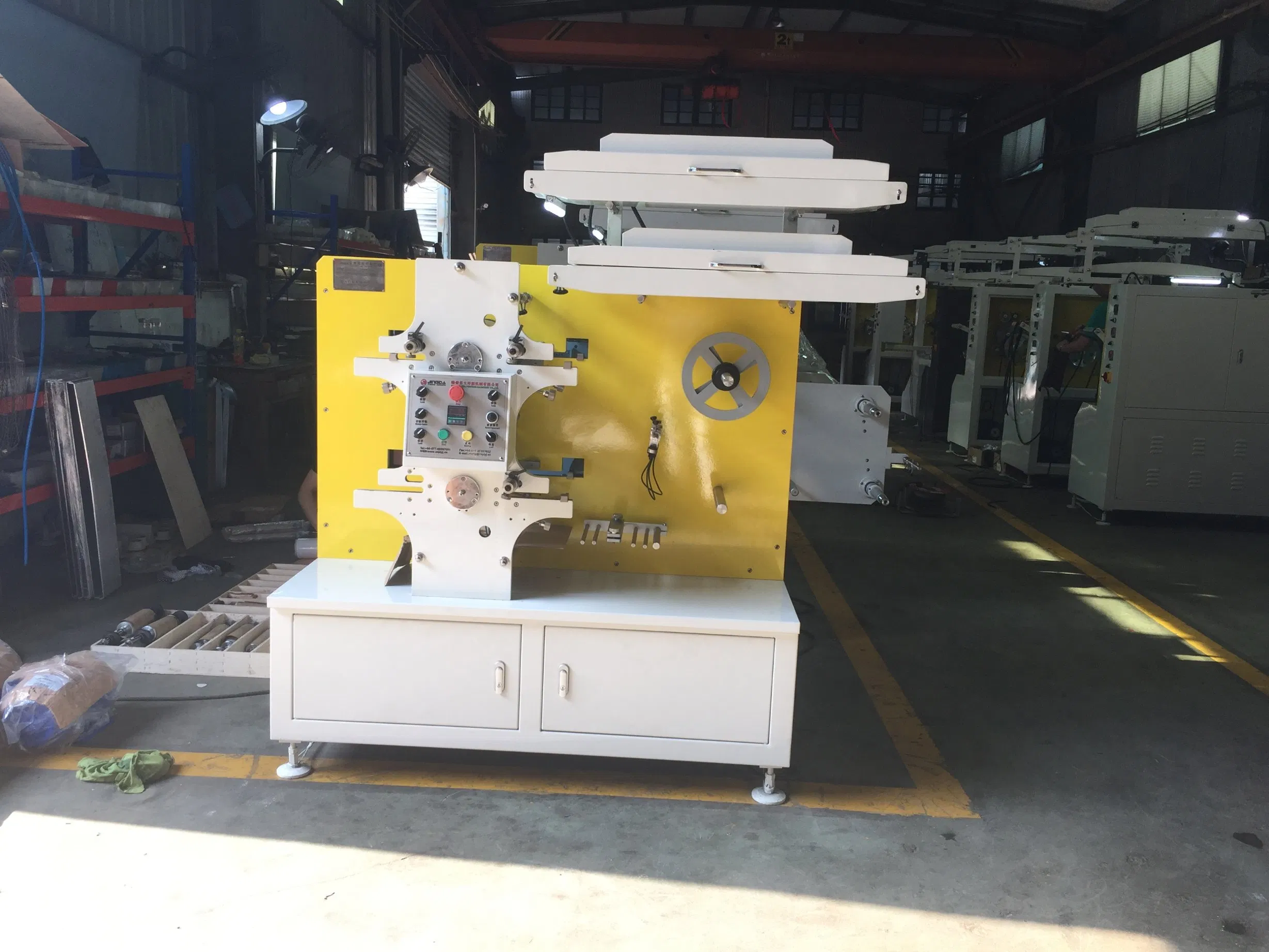 (JR- 1221 ) Roll to Roll 3 Colors Flexible Fabric Label Printing Machine, Flex Printing Machine Price for Garment Labels, Black Satin Ribbons