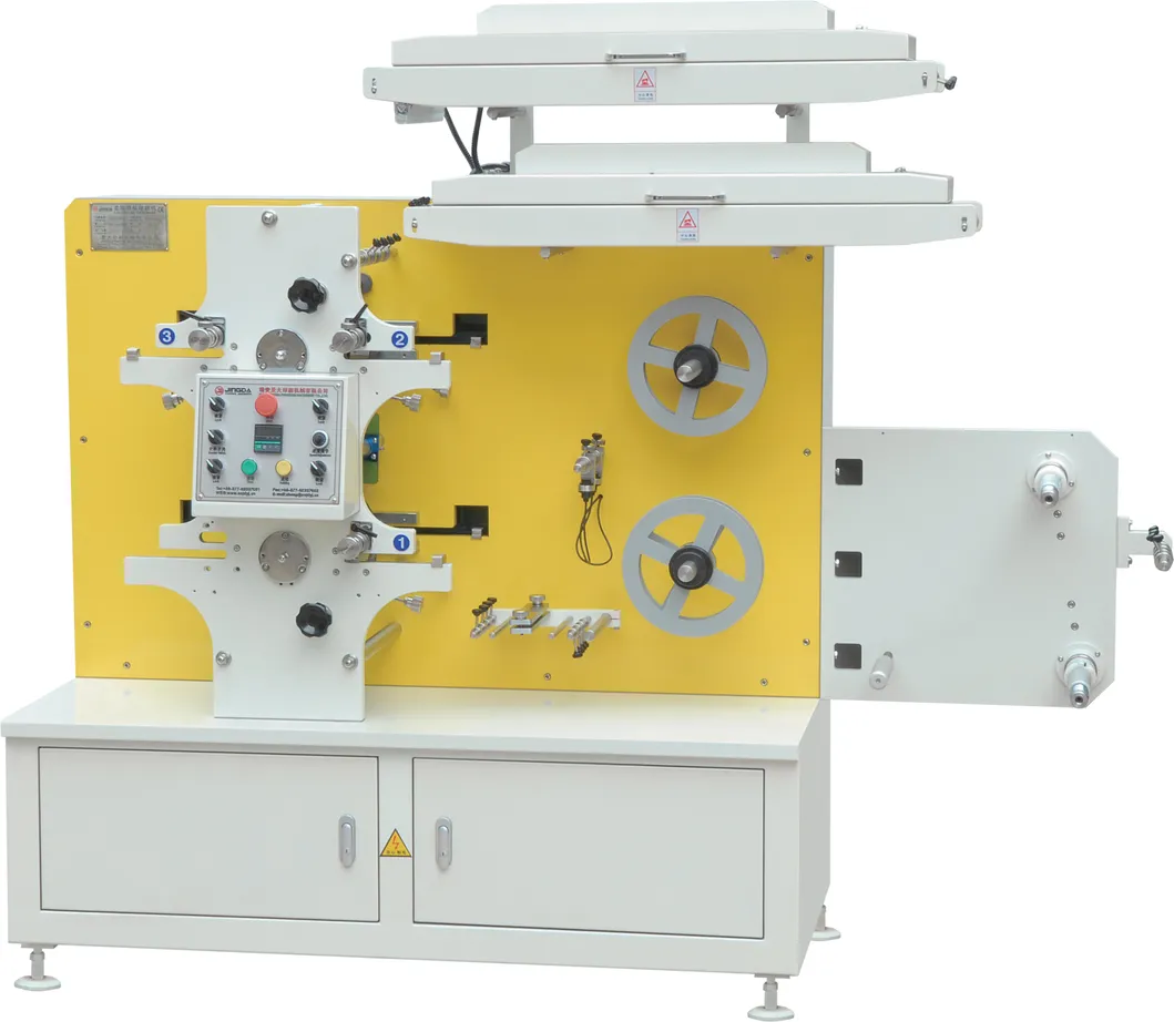 (JR-1221) Roll to Roll 3 Colors Flexible Fabric Label Printing Machine, Flex Printing Machine Price for Garment Labels, Black Satin Ribbons