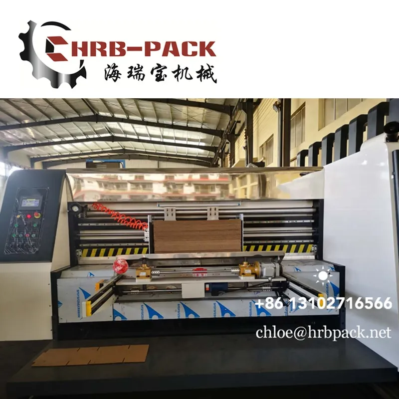Flexo Printing Slotting Rotary Die Cutting Down Fold Gluer Box Inline Machine; Printer Gluer Making Box Line Machinery