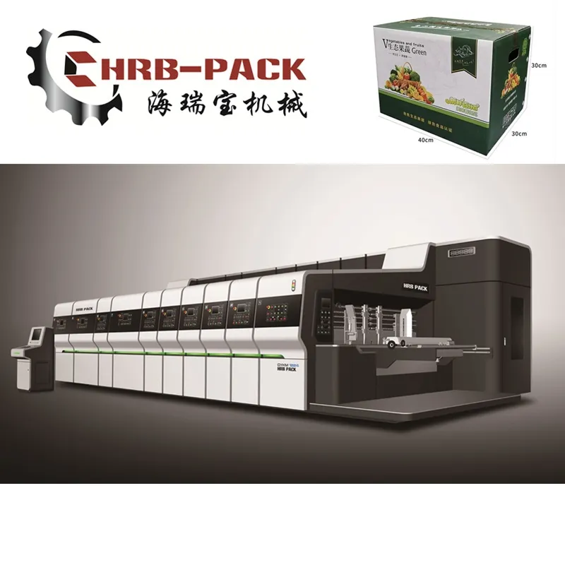 Vacuum Transfer Flexo Fold Gluer Inline Machinery; Printer Slotter Rotary Die Cutter Box Machine